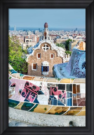 Framed Spain, Catalonia, Barcelona, Park Guell Terrace Print