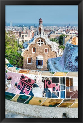 Framed Spain, Catalonia, Barcelona, Park Guell Terrace Print