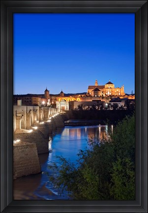 Framed Roman Bridge, Catedral Mosque of Cordoba, Cordoba, Andalucia, Spain Print