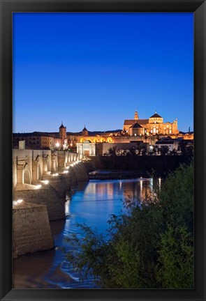 Framed Roman Bridge, Catedral Mosque of Cordoba, Cordoba, Andalucia, Spain Print