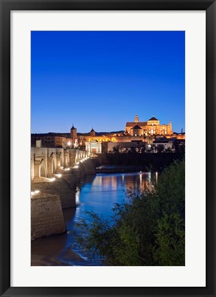 Framed Roman Bridge, Catedral Mosque of Cordoba, Cordoba, Andalucia, Spain Print