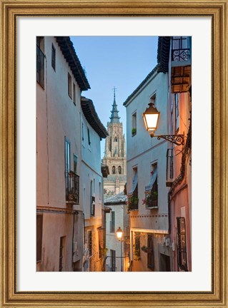 Framed Alleyway and Toledo Cathedral Steeple, Toledo, Spain Print
