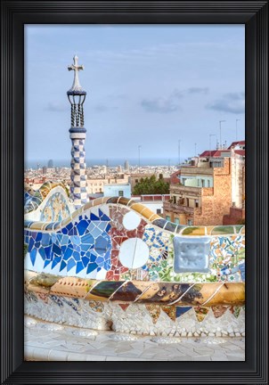 Framed Spain, Catalonia, Barcelona, Park Guell Terrace Print