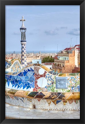 Framed Spain, Catalonia, Barcelona, Park Guell Terrace Print