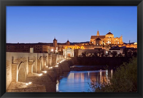 Framed Roman Bridge, Catedral Mosque of Cordoba, Cordoba, Andalucia, Spain Print