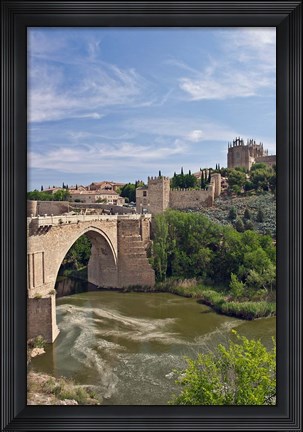 Framed St Martin&#39;s Bridge, Tagus River, Toledo, Spain Print