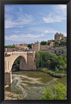 Framed St Martin&#39;s Bridge, Tagus River, Toledo, Spain Print