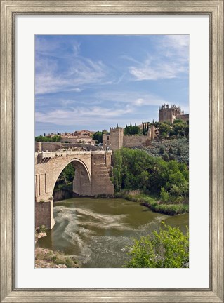 Framed St Martin&#39;s Bridge, Tagus River, Toledo, Spain Print