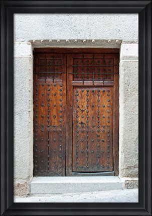 Framed Traditional Door, Toledo, Spain Print