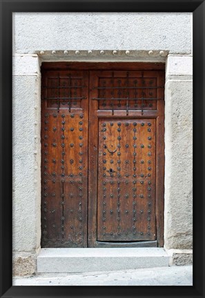 Framed Traditional Door, Toledo, Spain Print