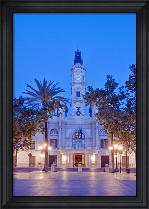 Framed City Hall (Ayuntamiento) at Dawn, Valencia, Spain Print