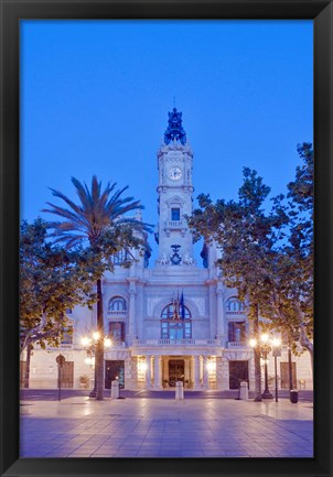 Framed City Hall (Ayuntamiento) at Dawn, Valencia, Spain Print