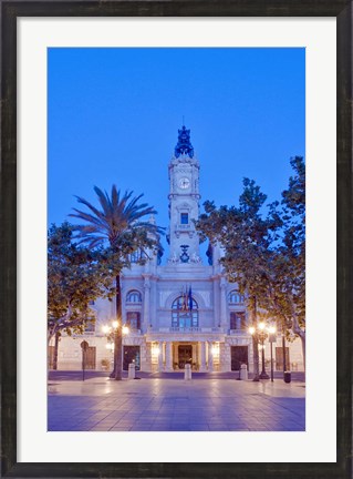 Framed City Hall (Ayuntamiento) at Dawn, Valencia, Spain Print