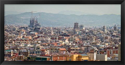 Framed Spain, Barcelona The cityscape viewed from the Palau Nacional Print