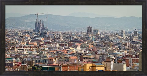 Framed Spain, Barcelona The cityscape viewed from the Palau Nacional Print