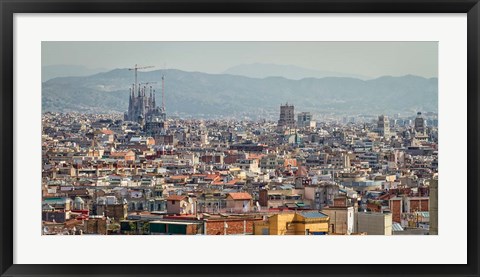 Framed Spain, Barcelona The cityscape viewed from the Palau Nacional Print