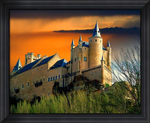 Framed Alcazar castle at sunset, Segovia, Spain Print