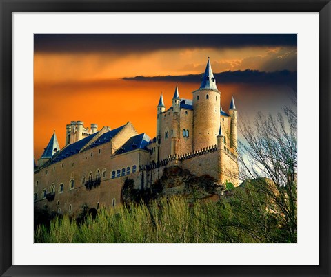Framed Alcazar castle at sunset, Segovia, Spain Print