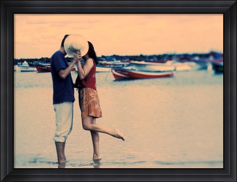 Framed Kissing Couple at Playa de las Teresitas, Tenerife, Canary Islands, Spain Print