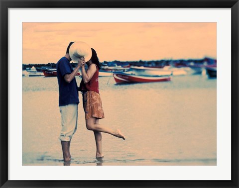 Framed Kissing Couple at Playa de las Teresitas, Tenerife, Canary Islands, Spain Print