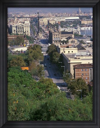 Framed City View, Barcelona, Spain Print