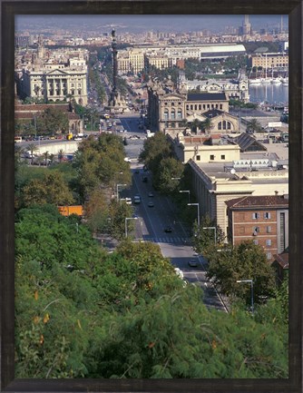 Framed City View, Barcelona, Spain Print