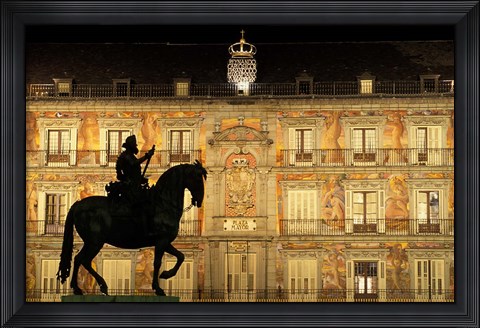 Framed Plaza Mayor by Night, Madrid, Spain Print
