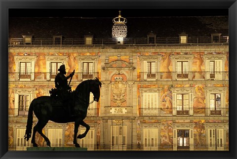 Framed Plaza Mayor by Night, Madrid, Spain Print