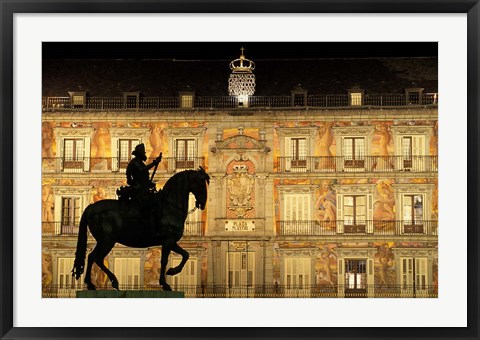 Framed Plaza Mayor by Night, Madrid, Spain Print