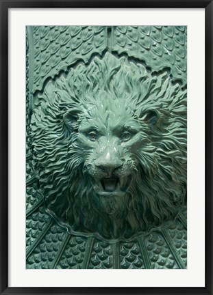 Framed Spain, Bilbao Lion fountain, Waterfront Print