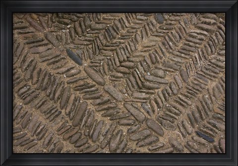 Framed Spain, Navarre, Muruzabal, Cobblestone Pattern Print