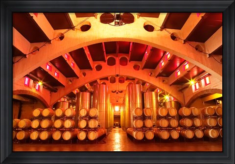 Framed Wine Cellar at Raimat, Costers del Segre, Catalonia, Catalunya, Spain Print