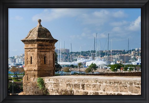 Framed City ramparts, Palma de Mallorca, Majorca, Balearic Islands, Spain Print