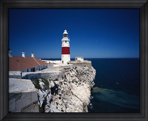Framed Lighthouse, Europa Point, Gibraltar, Spain Print