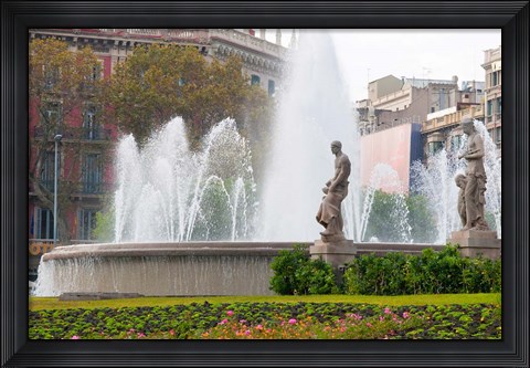 Framed Placa de Catalunya, Barcelona, Spain Print