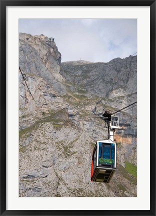 Framed Tram, Picos de Europa at Fuente De, Spain Print