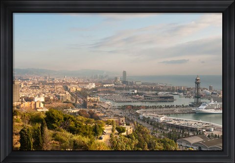 Framed View of Barcelona from Mirador del Alcade, Barcelona, Spain Print