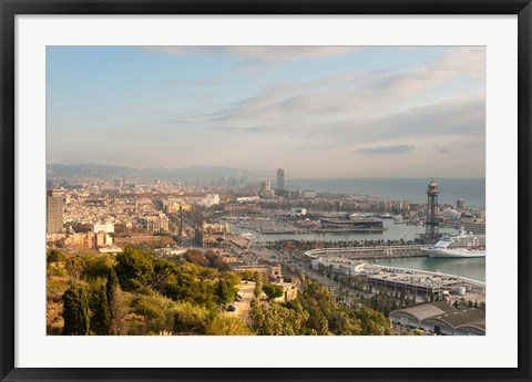 Framed View of Barcelona from Mirador del Alcade, Barcelona, Spain Print