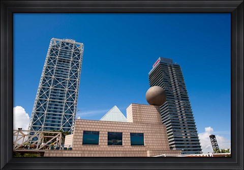 Framed Hotel Arts and Mapfre Tower, Olympic Harbor, Barcelona, Spain Print