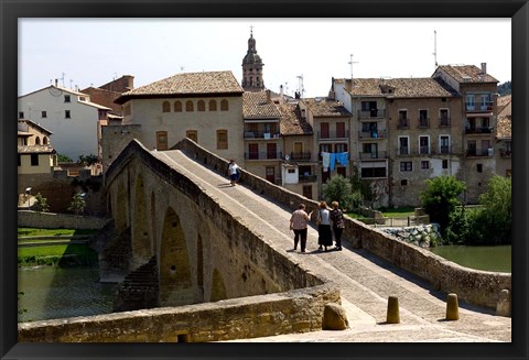 Framed Pedestrian Bridge over the Rio Arga, Puente la Reina, Navarra Region, Spain Print