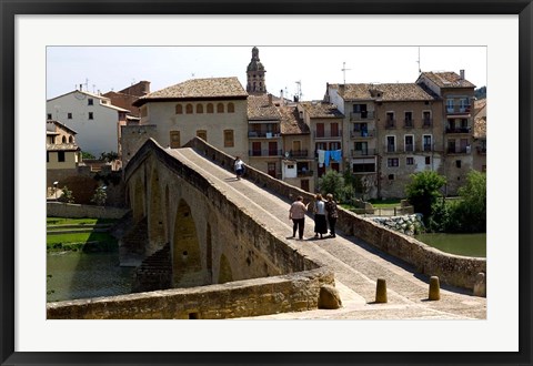 Framed Pedestrian Bridge over the Rio Arga, Puente la Reina, Navarra Region, Spain Print