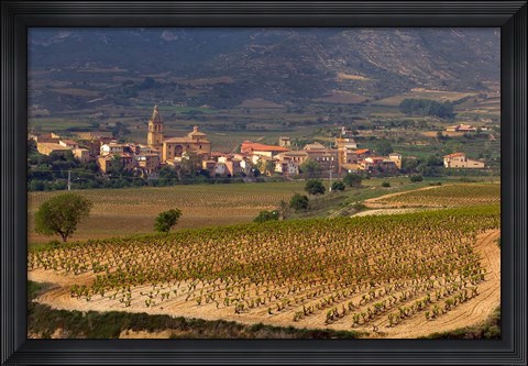 Framed Village of Brinas surrounded by Vineyards, La Rioja Region, Spain Print