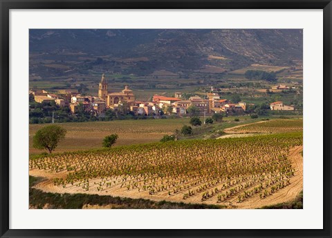 Framed Village of Brinas surrounded by Vineyards, La Rioja Region, Spain Print