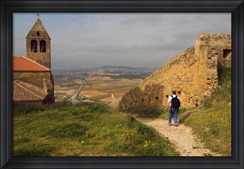 Framed Backpacking at Iglesia Parroquial de Santa Maria la Mayor Church, La Rioja, Spain Print