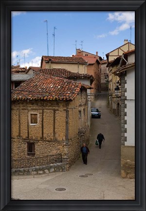 Framed Narrow street, Anguiano, La Rioja, Spain Print