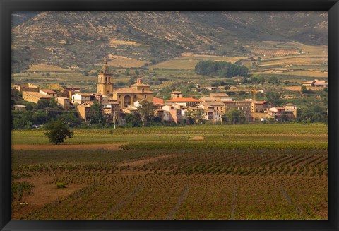 Framed Village of Brinas surrounded by Vineyards, La Rioja Region, Spain Print