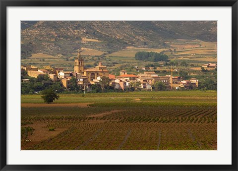 Framed Village of Brinas surrounded by Vineyards, La Rioja Region, Spain Print