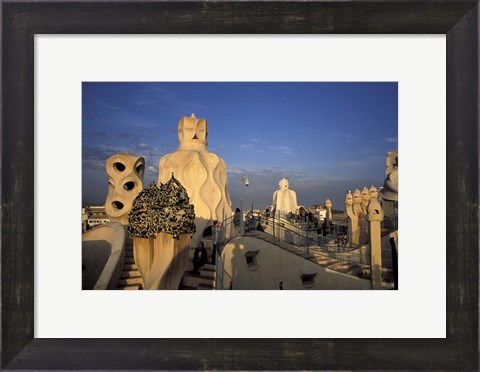 Framed Antonio Gaudi&#39;s Casa Mila, Barcelona, Spain Print