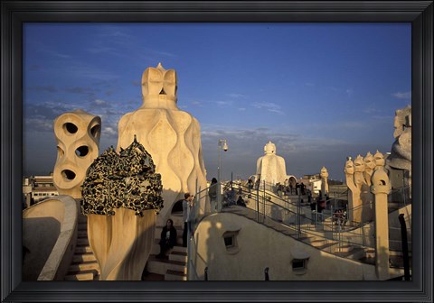 Framed Antonio Gaudi&#39;s Casa Mila, Barcelona, Spain Print