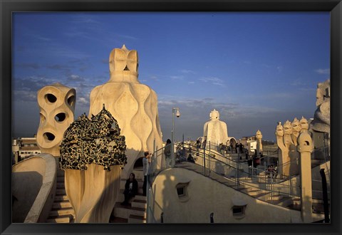 Framed Antonio Gaudi&#39;s Casa Mila, Barcelona, Spain Print